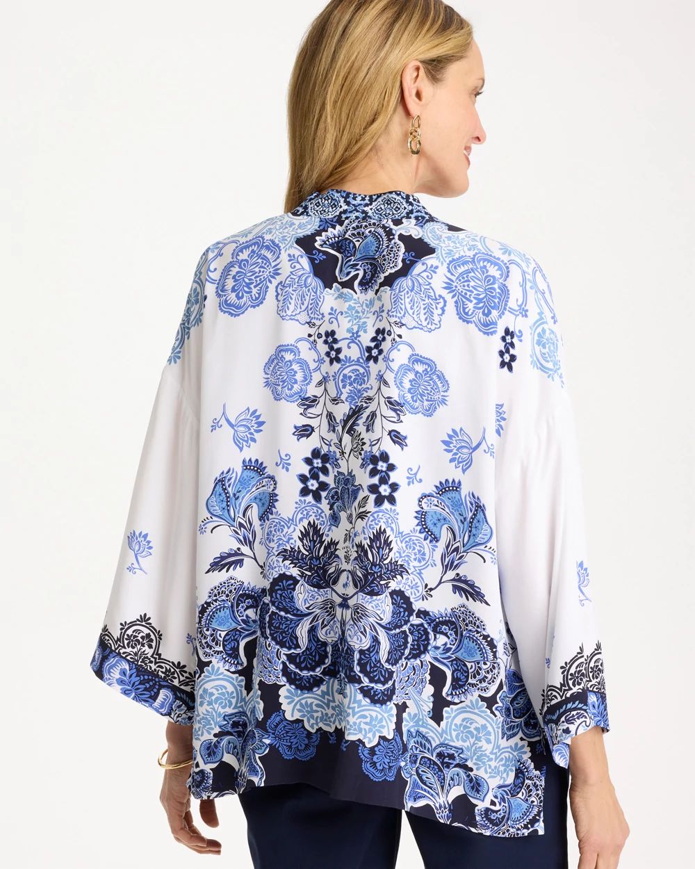 Woven Faux Silk Printed Kimono | Chico's